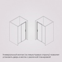 Душевая дверь AM.P Gem Solo 100x195, стекло тонированное, профиль матовый хром W90G-100-1-195MG