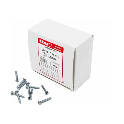 Саморез Квадра DIN 7981 3.9x25 цинк, кор. 500 шт., полусфера, шлиц PH2, острый 813925050500