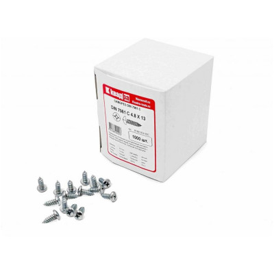 Саморез Квадра DIN 7981 4.8x13 цинк, кор. 1000 шт., полусфера, шлиц PH2, острый 814813031000