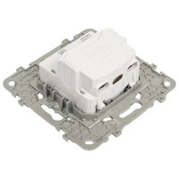 Розетка Systeme Electric Unica New Алюминий без заземления, со шторками, винтовой зажим, 16 А NU503330