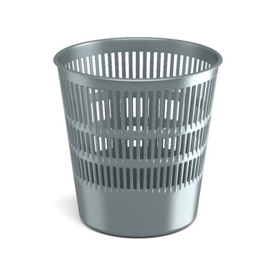 Сетчатая пластиковая корзина для бумаг ErichKrause Ice Metallic 12 л, серебряный 55967