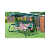 Садовые качели OLSA 3-х местные Мастак каркас зеленый, разноцветный рисунок полоска с911