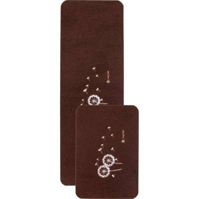 Коврик на кухню ComeForte Одуванчики велюр набор 40x60, 40x120 см темно-коричневый KM-025