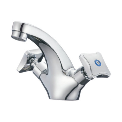 Смеситель для раковины Rainsberg двухвентильный, силумин, глянцевый хром R7201F R7101F