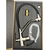 Смеситель для кухни Rainsberg сатин, с силиконовым гибким черным изливом, латунь R603CL-2