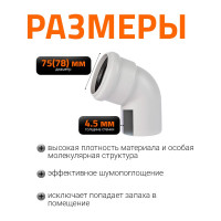 Отвод бесшумной канализации Ostendorf Skolan Safe 78 мм. 67 градусов, SKB 333130
