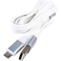 Плоский дата-кабель AKAI USB А-microUSB белый CBL210W