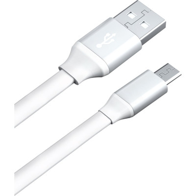 Плоский дата-кабель AKAI USB А-microUSB белый CBL210W