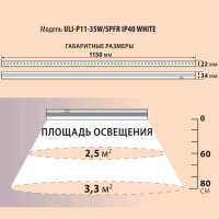 Линейный светодиодный светильник для растений Uniel ULI-P11-35W/SPFR IP40 WHITE, UL-00002259