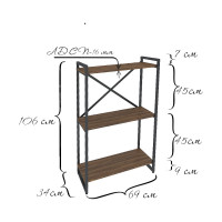 Стеллаж Металл-Завод GUTTA 106x69x34x3 коричневый/черный GS10669343B2