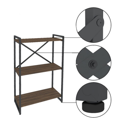 Стеллаж Металл-Завод GUTTA 106x69x34x3 коричневый/черный GS10669343B2