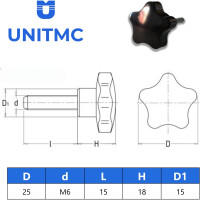 Ручка лепестковая UnitMC 25хМ6х15 (Бакелит) HL.12072256+15