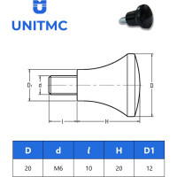 Ручка в виде грибка UnitMC 20хМ6х10 (Бакелит) 12011 D20ВМ6х10