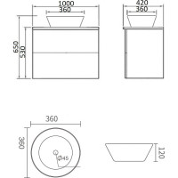 Подвесная тумба с раковиной ORANGE Otto Ot-100TuMDF+B08-360W