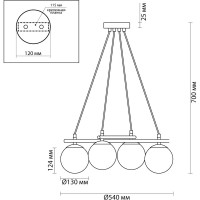 Люстра LUMION E27, 4х60W, RANDI 5212/4