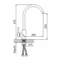 Смеситель для кухни OUTE серый-металлик, однорычажное управление, поворотный излив T40313BZ