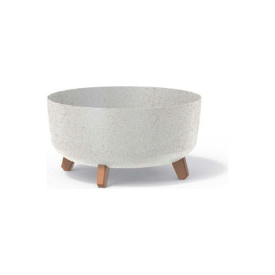 Кашпо на ножках Prosperplast DGRL400LW S449W GRACIA LOW ECO WOOD диам. 380 мм, высота 195 мм, белое 066638