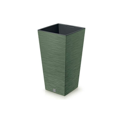 Кашпо с вкладышем Prosperplast DFSH240 5615C высокое FURU SQUARE 24х24 см, высота 45 см, зеленое 066729