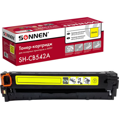 Лазерный картридж SONNEN SH-CB542A для HP СLJ CP1215/1515, высшее качество, желтый, 1400 страниц 363956
