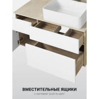 Тумба под раковину AQUATON Мишель 100 дуб эндгрейн, белый 1A244101MIX40