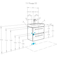 Тумба под раковину AQUATON Ронда PRO 55 мини дуб сом 1A207601RSC20