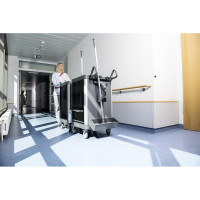 Тележка KARCHER FM ExpertPro 50/ P комплект: колесная база, 2 ведра 15 л, вертикальный отжим, 4 ведра 6 л, 1 полка, 1 ящик 16 л, 2 фиксатора 1.321-008.0