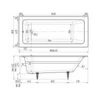 Чугунная ванн Line Plus WOTTE 1800x800x477 /БП-э00д1471/  00000095320