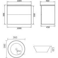 Тумба подвесная с раковиной ORANGE Отто Ot-100TuMDF+B08-360W