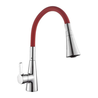 Смеситель для кухни с гибким изливом красный OUTE T9313B-8