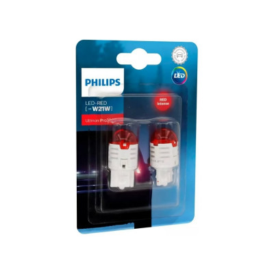 Автолампа PHILIPS W21W, W3х16d, LED RED Ultinon, Pro3000 SI, 12 В 11065U30RB2