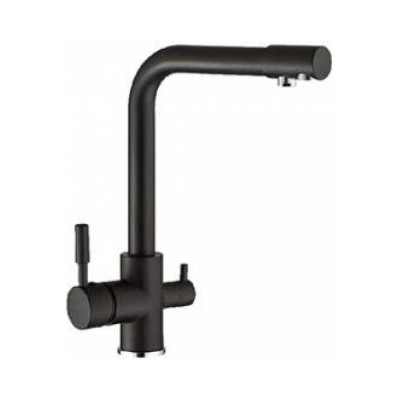 Смеситель для кухни OUTE черный матовый, 340 мм, однорычажный, с отдельным выходом под фильтр, с аэратором, излив высокий, поворотный T653BK-1