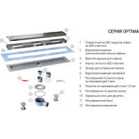 Душевой лоток VINCEA SAY OPTIMA 60 см, матовый черный SAY.601.60.B.M.S.BUK