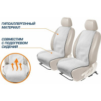 Меховые накидки на сиденья автомобиля AutoFlex овчина, универсальные, комплект 2 шт., цвет белый 91202