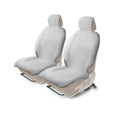 Меховые накидки на сиденье автомобиля AutoFlex из овечьей шерсти, с подголовником, 2 шт., белый, 91211