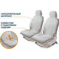 Меховые накидки на сиденье автомобиля AutoFlex из овечьей шерсти, с подголовником, 2 шт., белый, 91211