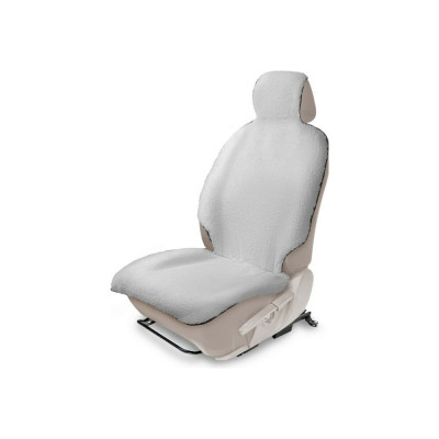 Меховая накидка на сиденье автомобиля AutoFlex из овечьей шерсти, с подголовником, 1 шт., белый 91210