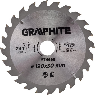 Диск отрезной 190x30 мм, 24 зуба GRAPHITE 57H668