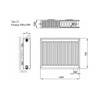 Стальной панельный радиатор Azario 22 500x1400 мм, боковое подключение 1.2 AZ-C22-500-1400 УТ007620