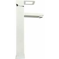 Смеситель для накладной раковины OUTE цвет матовый белый, однорычажное управление, монтаж на одно отверстие, на гайке, гибкая подводка T40201K-1