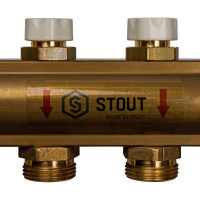 Распределительный коллектор из латуни без расходомеров 8 вых. STOUT SMB 0468 000008