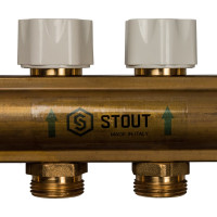 Распределительный коллектор из латуни без расходомеров 8 вых. STOUT SMB 0468 000008