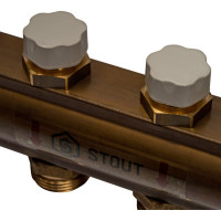 Распределительный коллектор из латуни без расходомеров 8 вых. STOUT SMB 0468 000008