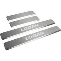 Накладки на пороги Rival для Renault Logan 2014-н.в., нержавеющая сталь, 4 шт. NP.4701.3