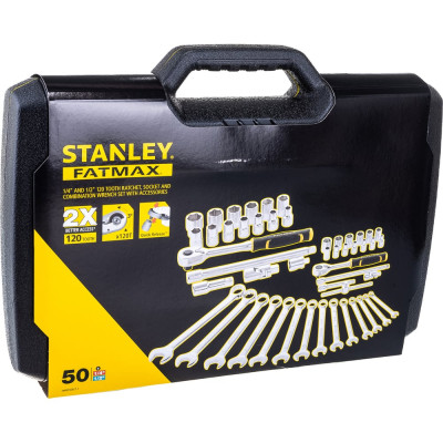 Набор торцевых головок и комбинированных ключей Stanley FATMAX 1/4"+1/2", 50 предметов FMMT82827-1