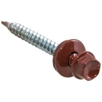 Кровельные саморезы с буром Стройбат 4,8x70 темно красный 8 шт 352990