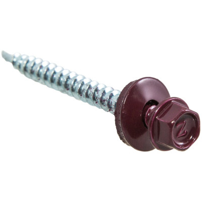 Кровельные саморезы с буром Стройбат 4,8x50 кирпично-красный 10 шт 352870