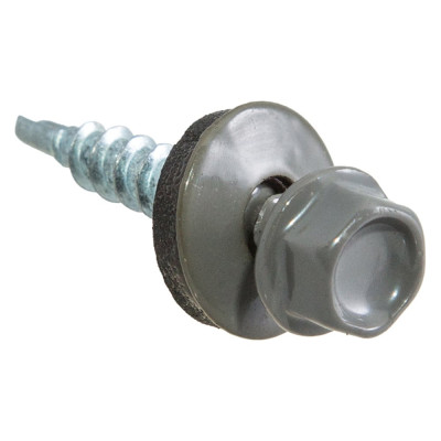 Кровельные саморезы с буром Стройбат 4,8x28 темно серый 14 шт 352750