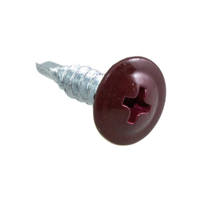 Саморезы для тонких пластин с буром Стройбат 4,2x16 темно красный/белый цинк 20 шт 226810
