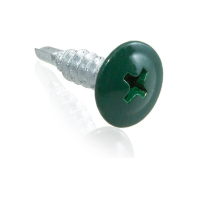 Саморезы для тонких пластин с буром Стройбат 4,2x16 темно зеленый/белый цинк 20 шт 226820