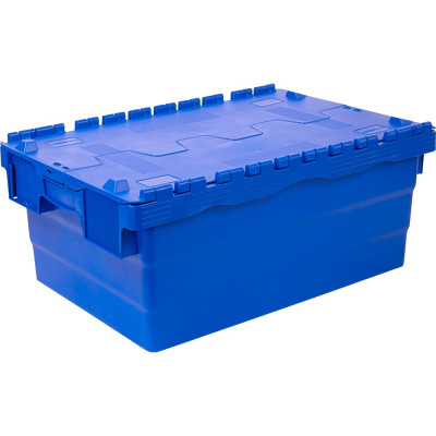 Ящик Sembol Plastik п/э 600х400х250 сплошной синий с крышкой 17632